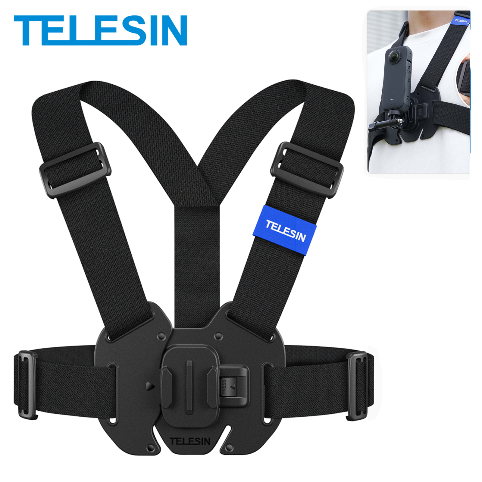 Drone Camera Action - TELESIN Chest Strap Mount Waistcoat Belt