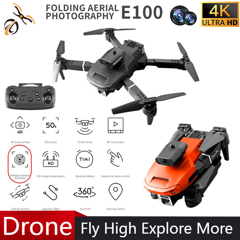 Drone Camera 4K - Mini E100 Four-sided Obstacle Avoidance Drone