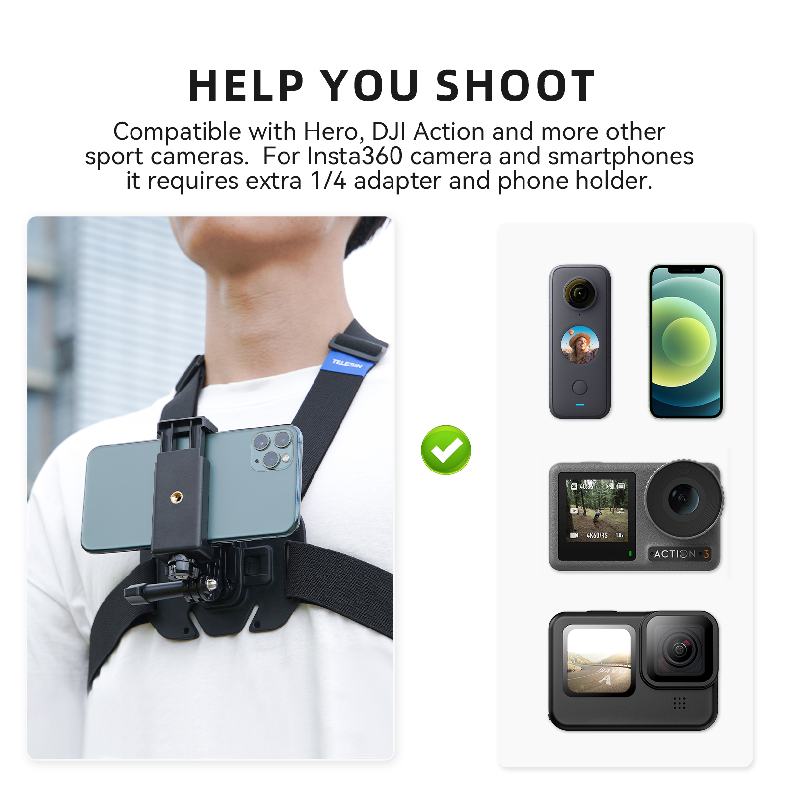 TELESIN Chest Strap Mount Wais - Drone Camera Action ulasan dan harga